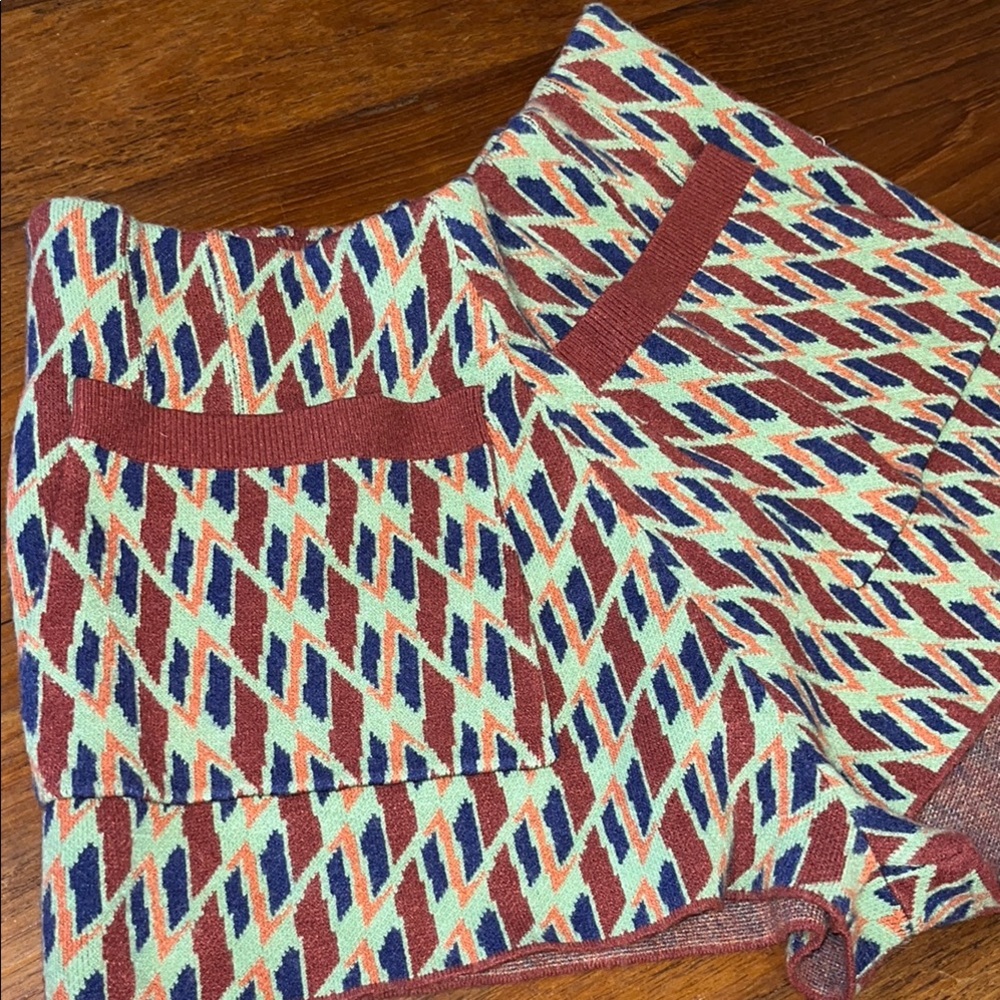 Free People Stretchy High Rise Knit Brown and Green Shorts